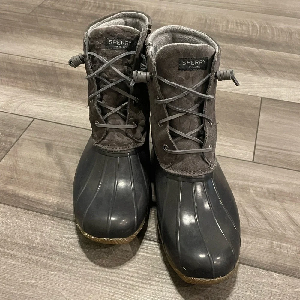 Sperry Women's Charcoal and Black Winter Boots Size 10